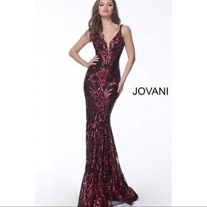 Jovani Dresses - JOVANI 63350 Plunging Neck Fitted Embellished Gown Jovani Dresses - JOVANI 63350 Plunging Neck Fitted Embellished Gown